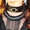 KMVEXO 2021 Sexy Harajuku Handmade Choker Punk Leather Collar Heart Necklace Statement Neck Torques Club Party Gifts