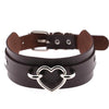KMVEXO 2021 Sexy Harajuku Handmade Choker Punk Leather Collar Heart Necklace Statement Neck Torques Club Party Gifts