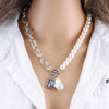 KMVEXO 2021   Jewelry Gold Color Multi Layer Chains Imitation Pearl Necklaces For Women Party Wedding Bride Necklace
