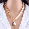 KMVEXO 2021   Jewelry Gold Color Multi Layer Chains Imitation Pearl Necklaces For Women Party Wedding Bride Necklace