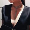 KMVEXO Long Tassel Simple Crystal Rhinestone Choker Necklace Women Gem Statement  Collares Chokers chocker Collier Bijoux