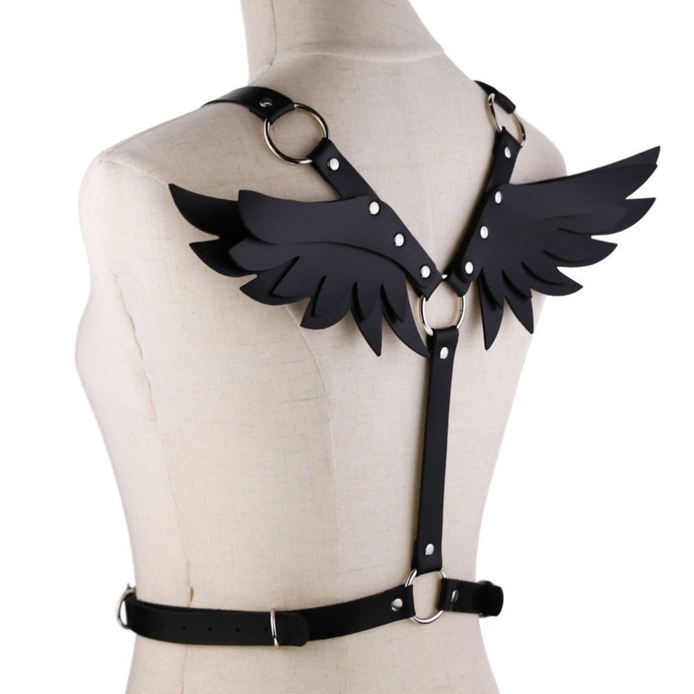 KMVEXO Wings Leather Harness Bondage Halterneck Beach Collar Gothic Waist Shoulder Necklaces Sexy Statement Party Jewelry Gifts