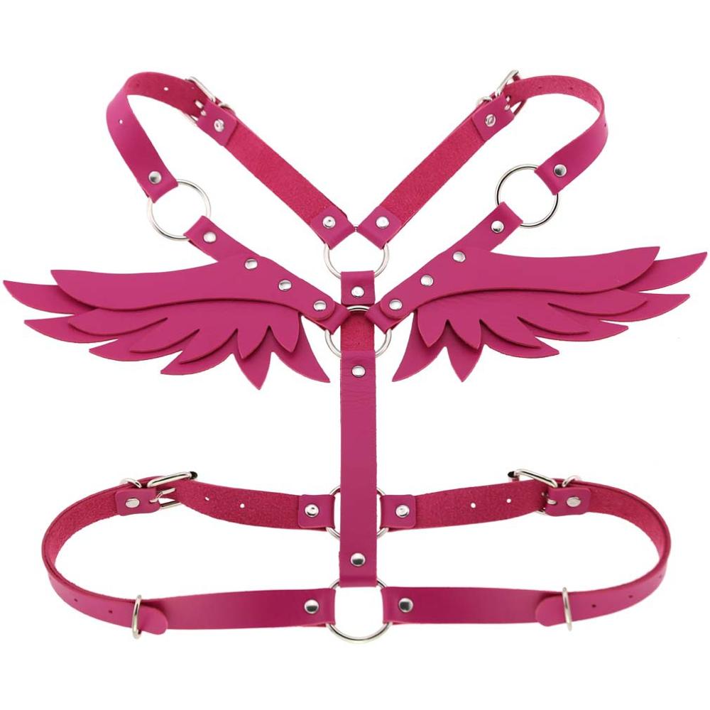 KMVEXO Wings Leather Harness Bondage Halterneck Beach Collar Gothic Waist Shoulder Necklaces Sexy Statement Party Jewelry Gifts