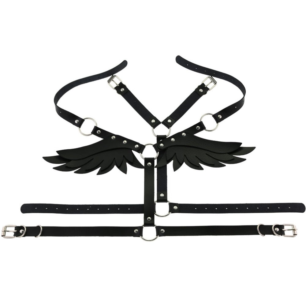 KMVEXO Wings Leather Harness Bondage Halterneck Beach Collar Gothic Waist Shoulder Necklaces Sexy Statement Party Jewelry Gifts