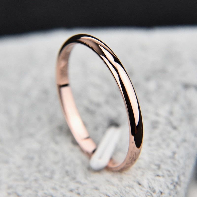 Titanium Steel Rose Gold Anti-allergy Smooth Simple Wedding Couples Rings Bijouterie for Man or Woman Gift