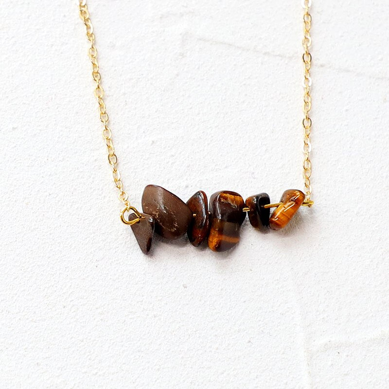 KOMi Bohemian Natural Semi Precious Stones Tiger Eye Turquoises Red Coral Stones Pendant Women Necklace Jewelry