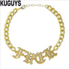 KUGUYS Acrylic Mirror Gold Letter Chokers Necklaces for Womens Trendy Jewelry Link Chain HipHop Punk Rock Girl Cool Accessories