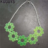 KUGUYS Rock HipHop Necklace for Women Womans Flower 3 Colors Chokers Necklaces Link Chain DJ DS Accessories