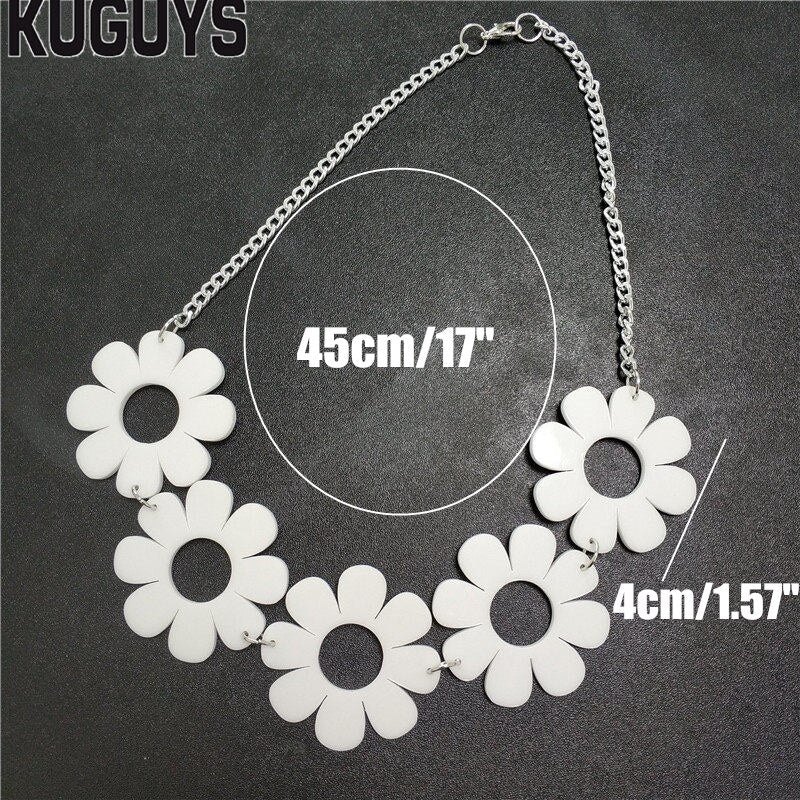 KUGUYS Rock HipHop Necklace for Women Womans Flower 3 Colors Chokers Necklaces Link Chain DJ DS Accessories
