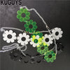 KUGUYS Rock HipHop Necklace for Women Womans Flower 3 Colors Chokers Necklaces Link Chain DJ DS Accessories