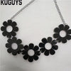 KUGUYS Rock HipHop Necklace for Women Womans Flower 3 Colors Chokers Necklaces Link Chain DJ DS Accessories