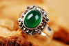 Kadan Di 925 silver ring live on Korean fashion wave of people retro Thai Silver Agate Emerald birthd gift
