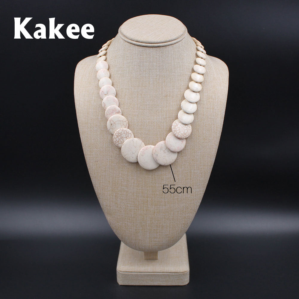 Ethnic Minimalist Fashion Jewelry Stone Round Strand Bead Tibetan Statement Women Turquoises Necklace Collier Gift