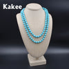 Fashion Turquoises Round Bead Strand Statement Necklaces Stone Long Necklace for Women Minimalist Jewelry Gift