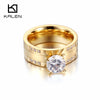 Women Rhinestone Finger Ring Unique Stainless Steel Bulgaria Gold Color Engagement Wedding Rings Fashion Cheap Bridal Band