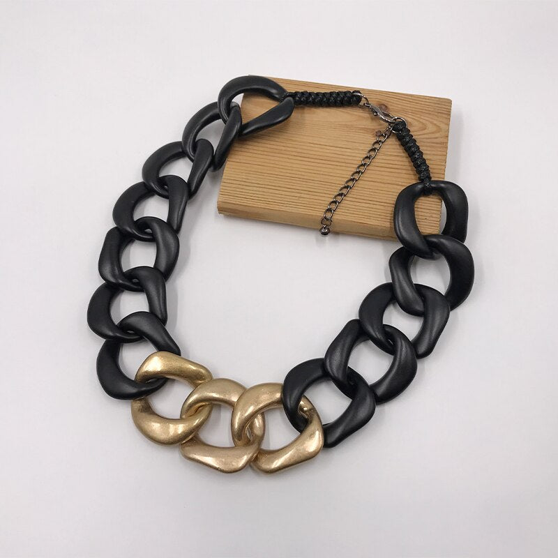 Kara&Kale Boho Jewelry Gothic Collar Necklace Wax Cord Resin&CCB Link Vintage Earthy Collares Necklace Women Accessories