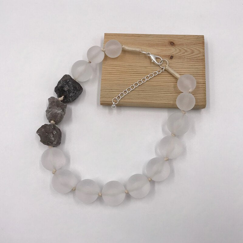 Kara&Kale Boho Jewelry Gothic Necklace Wax Cord Dark Natural Stone And Resin Beads Vintage Collares Short Necklace Women