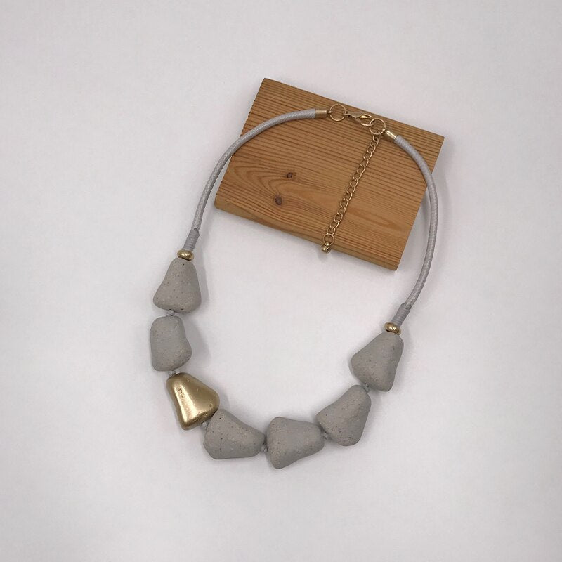 Kara&Kale Goth Jewelry Vintage Collar Necklace Resin Stone Beads Earthy Collares Layered Necklace for Women Accessories