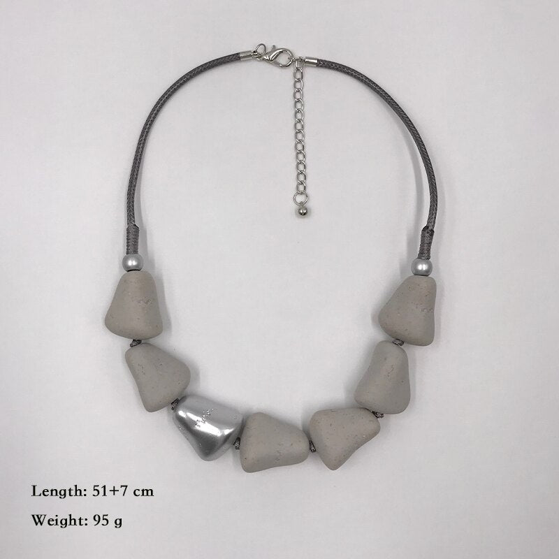 Kara&Kale Goth Jewelry Vintage Collar Necklace Resin Stone Beads Earthy Collares Layered Necklace for Women Accessories