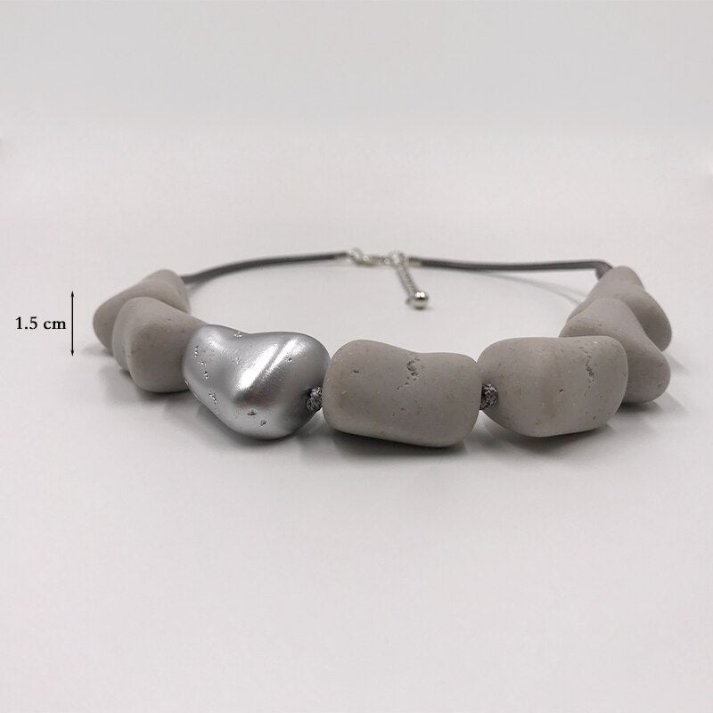 Kara&Kale Goth Jewelry Vintage Collar Necklace Resin Stone Beads Earthy Collares Layered Necklace for Women Accessories
