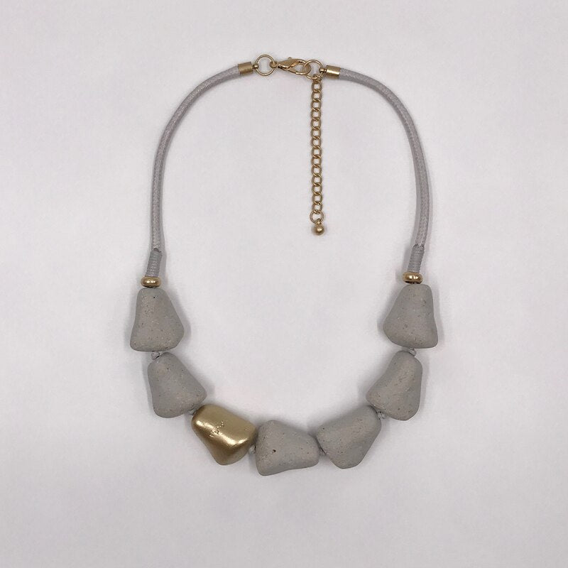 Kara&Kale Goth Jewelry Vintage Collar Necklace Resin Stone Beads Earthy Collares Layered Necklace for Women Accessories