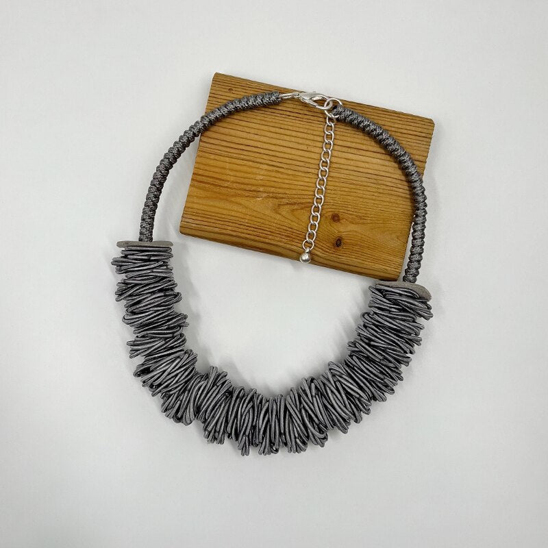 Kara&Kale Goth Jewelry Vintage Collar Necklace Wax Cord and Rubber Bands Earthy Collares Necklace for Women Accessories