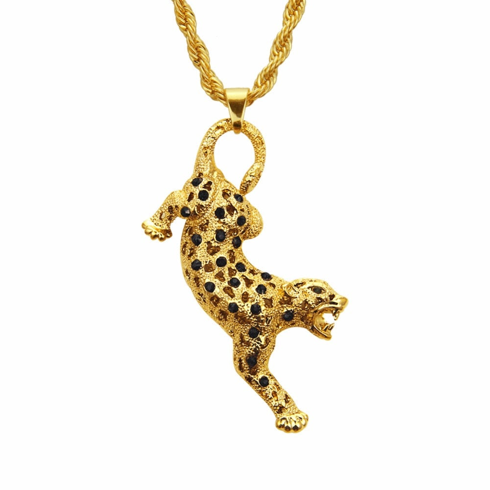Karopel Hip-hop Leopard Pendant Necklace for Women Gold Suspension Crystal Necklace Jewelry Drop Shipping