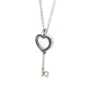 Key Necklace 100% 925 Sterling Silver Floating Locket Heart ,Sapphire Crystal & Clear Cz Necklaces for Women DIY Fine Jewelry
