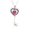 Key Necklace 100% 925 Sterling Silver Floating Locket Heart ,Sapphire Crystal & Clear Cz Necklaces for Women DIY Fine Jewelry