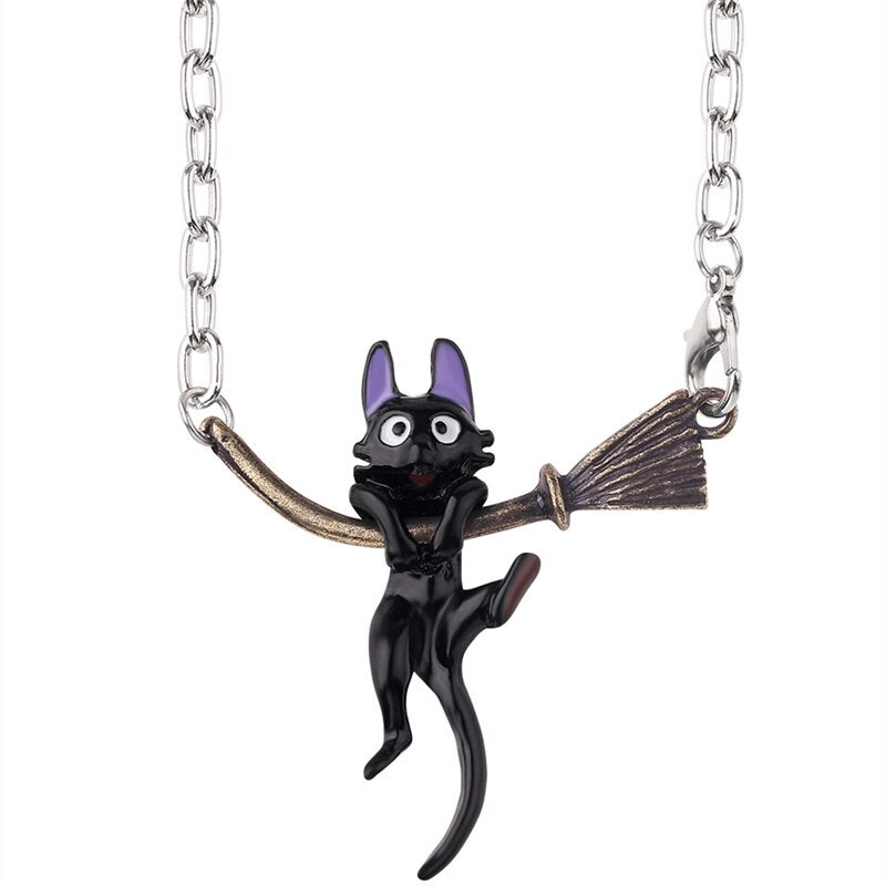 Kiki's Delivery Service Gigi Cat Broom Pendant Halloween Female Ornament Black Cat Hanging Wand Necklace Witch Ornament