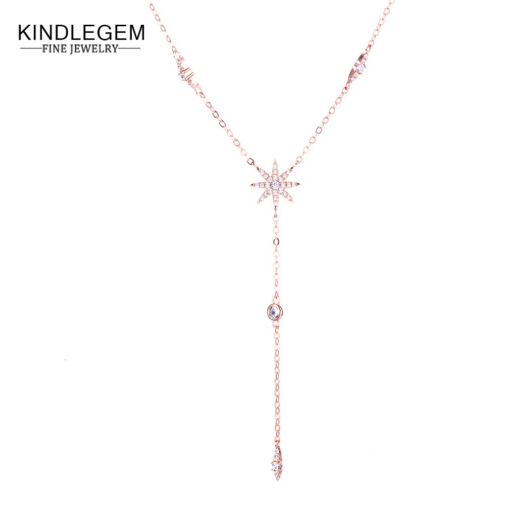 2020 Sexy Long Tassel Star Necklace For Women 925 Sterling Silver Jewelry AAAAA+ CZDiamond Pendant Choker Chian