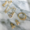 Kinel 18K Gold Zircon Jewelry Sets Engagement Ring Necklace Earring for Bridal Wedding Jewelry Valentine's Day Gift for Women