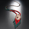 Kinel Bohemia Tassel Pendant Necklace For Women Antique Gold Ethnic Style With Stone Suspensions Long Necklace Vintage Jewerly