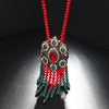 Kinel Bohemia Tassel Pendant Necklace For Women Antique Gold Ethnic Style With Stone Suspensions Long Necklace Vintage Jewerly