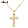 Kinel Pendant Retro Jewelry Exquisite Cross Shape Copper Inlaid Zircon Party Decoration Chain Length 58CM