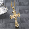 Kinel Pendant Retro Jewelry Exquisite Cross Shape Copper Inlaid Zircon Party Decoration Chain Length 58CM