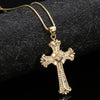 Kinel Pendant Retro Jewelry Exquisite Cross Shape Copper Inlaid Zircon Party Decoration Chain Length 58CM