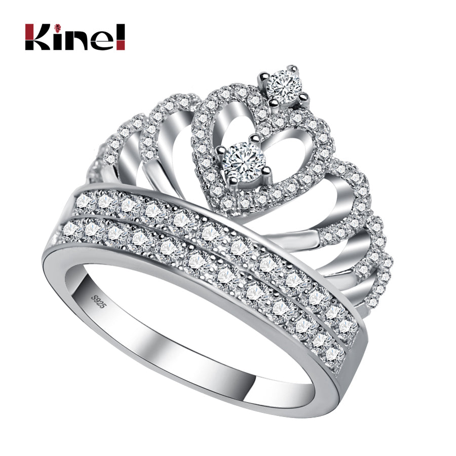Hot Exquisite Crown Ring 925 Sterling Silver Wedding Bands Engagement Rings For Women Vintage Jewelry 2020 New