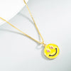 King Shiny Cute Smiley Face Pendant Necklace for Woman Elegant Geometric Round Coin Charm Copper Necklace Female Party Jewelry
