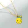 King Shiny Cute Smiley Face Pendant Necklace for Woman Elegant Geometric Round Coin Charm Copper Necklace Female Party Jewelry
