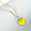 King Shiny Cute Smiley Face Pendant Necklace for Woman Elegant Geometric Round Coin Charm Copper Necklace Female Party Jewelry