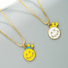 King Shiny Cute Smiley Face Pendant Necklace for Woman Elegant Geometric Round Coin Charm Copper Necklace Female Party Jewelry