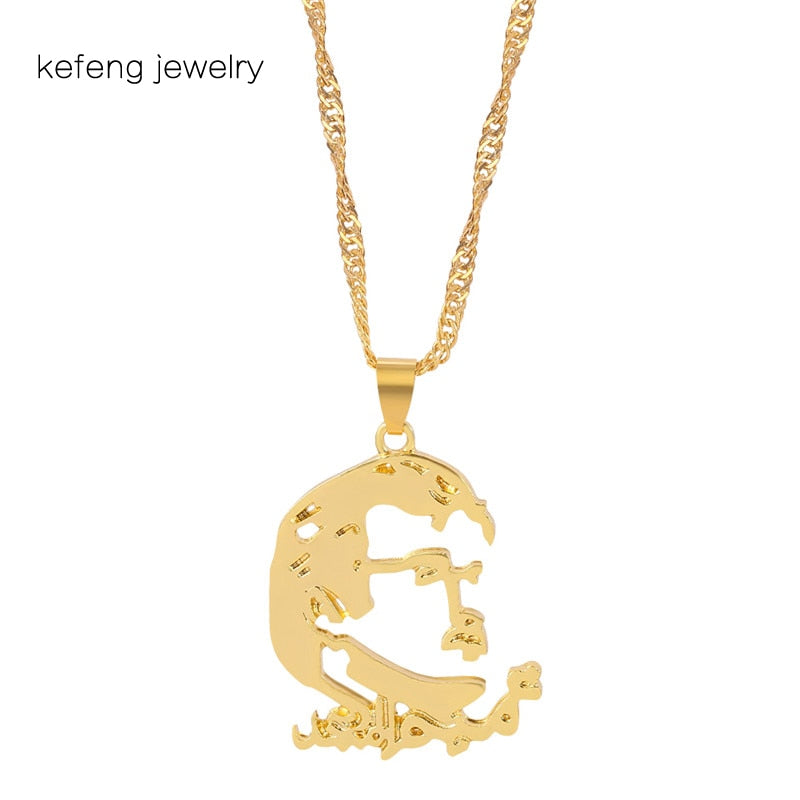 King of Qatar Pendant Necklaces for Women Men Girl Gold Color Jewelry Friends Gifts