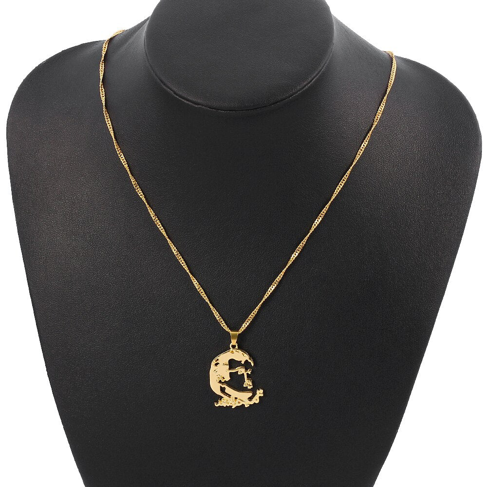 King of Qatar Pendant Necklaces for Women Men Girl Gold Color Jewelry Friends Gifts