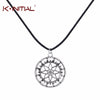 Kinitial Antique Nordic Slavic Pendant Alatyr shield solar circle Alatir protection amulets rope chain sun lace necklace Jewelry