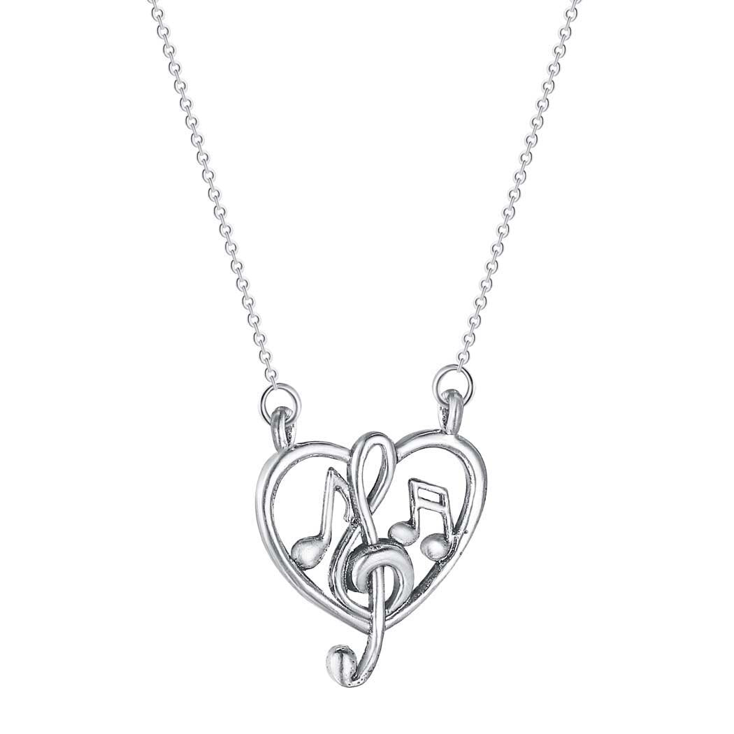 Kinitial Music Heart Necklaces Music Teacher Gift For Women Clavicle Chain Elegant Charm Wedding Pendant Choker Jewelry