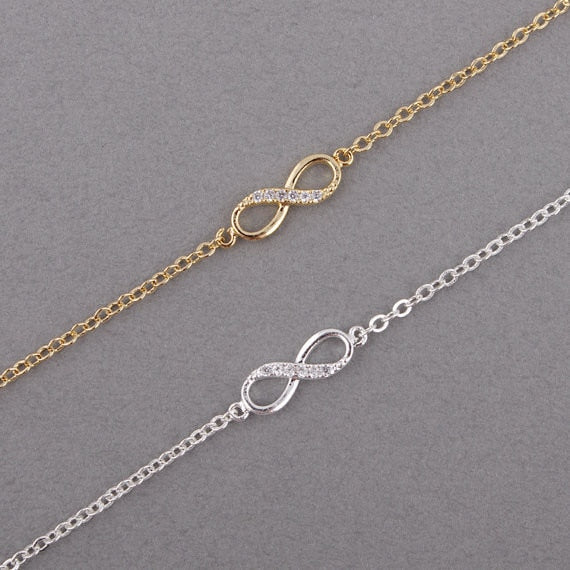 Kinitial  Infinity Number 8 Chain Bracelet CZ Infinity Bracelets for Women Men Friendship Bracelets Bohemian Charm Jewelry