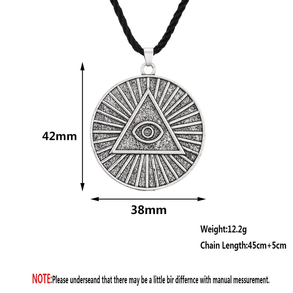Kinitial Vintage Masonic Pyramid Eye Pendent Necklace for Men Women Retro Daily Geometirc Jewelry Knight Templar Symbol Gift