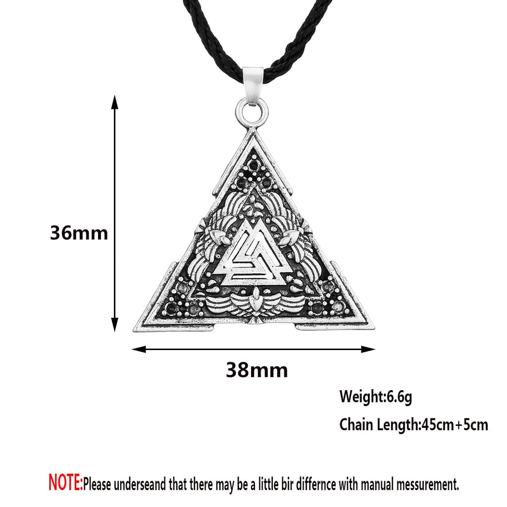 Kinitial Vintage Valknut Amulet Pendant Necklace For Women Scandinavian Wolves Elder Futhark Runes Viking Men Triangle Jewelry