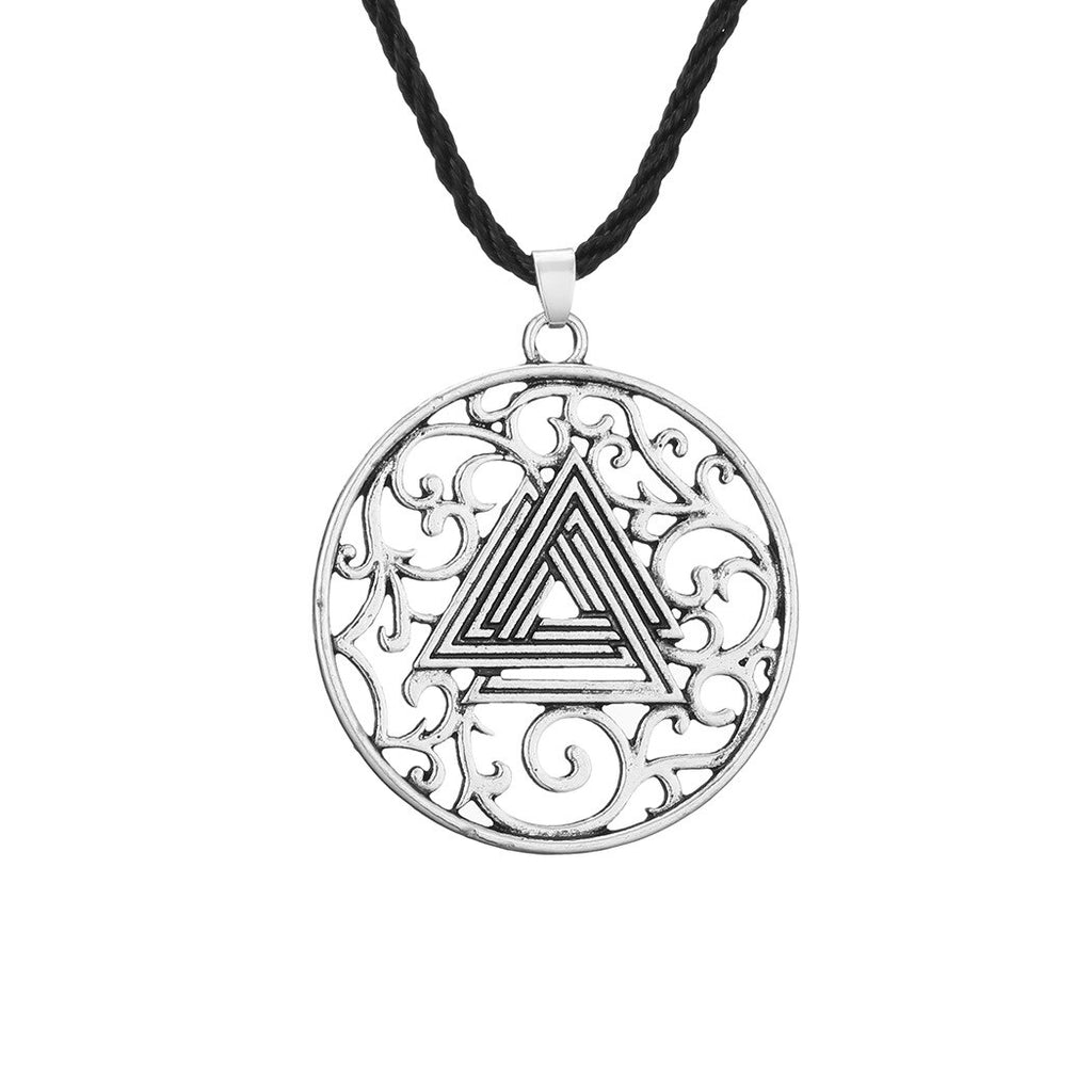 Kinitial Vintage Valknut Amulet Pendant Necklace For Women Scandinavian Wolves Ornament Elder Futhark Runes Viking  Men Jewelry